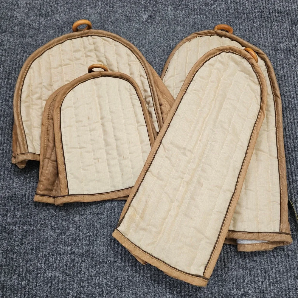 Vintage Appliance Dust Covers Tan Soft Lined Quilted Kitchen Set of 4